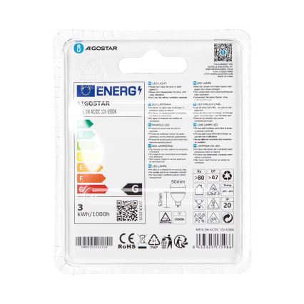 LED Pirn MR16 GU5,3/3W/12V 6500K - Aigostar