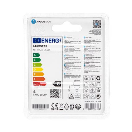 LED Pirn MR16 GU5,3/4W/12V 3000K - Aigostar