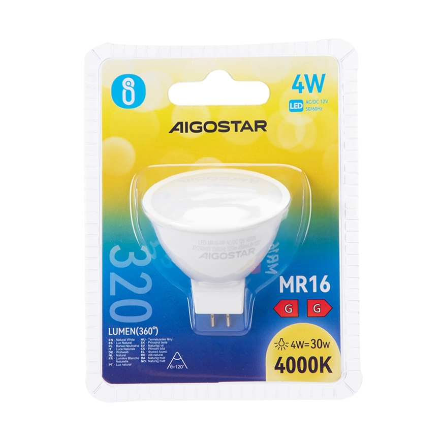 LED Pirn MR16 GU5,3/4W/12V 4000K - Aigostar