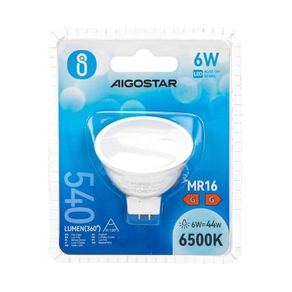 LED Pirn MR16 GU5,3/6W/12V 6500K - Aigostar