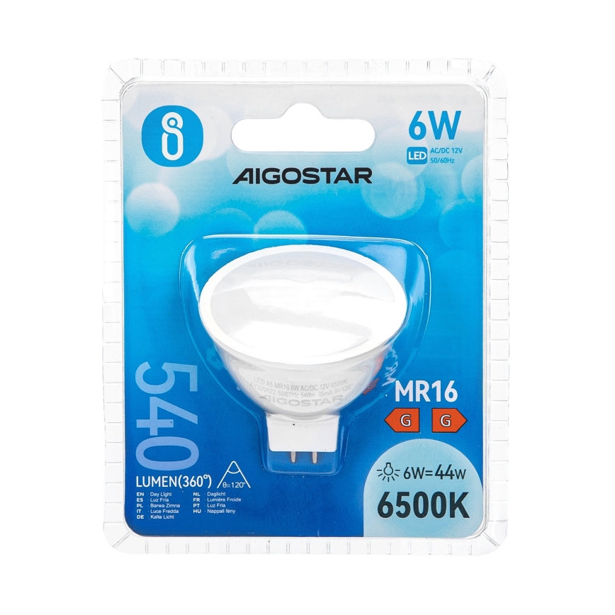 LED Pirn MR16 GU5,3/6W/12V 6500K - Aigostar