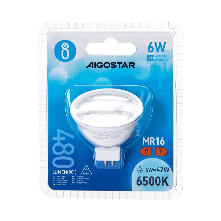 LED Pirn MR16 GU5,3/6W/12V 6500K - Aigostar