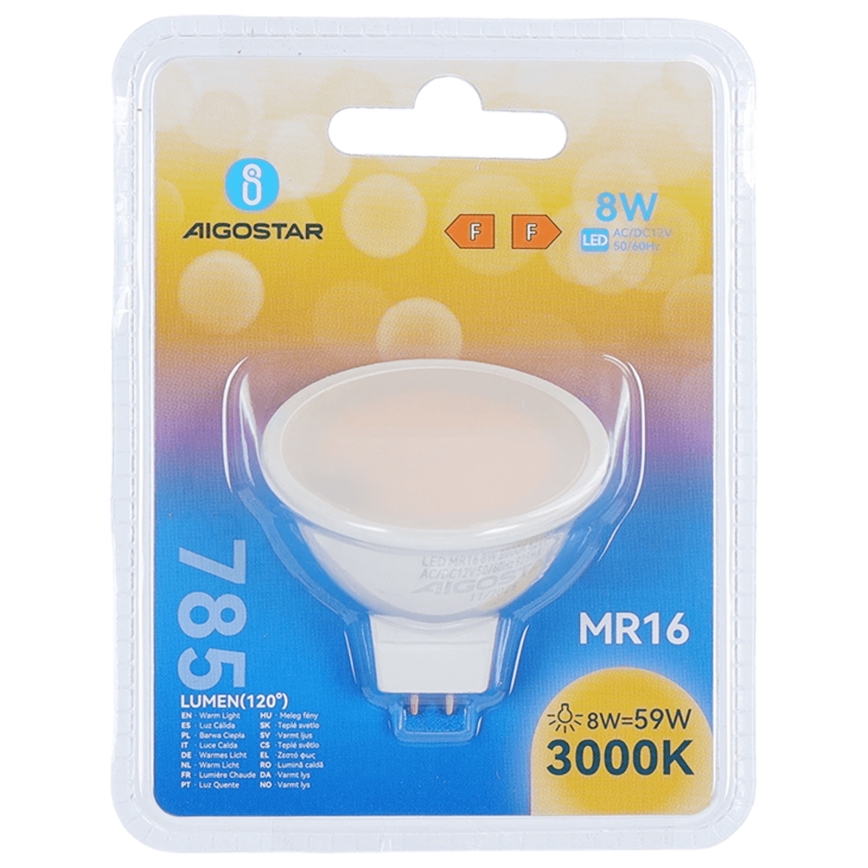 LED-pirn MR16 GU5,3/8W/12V 3000K - Aigostar