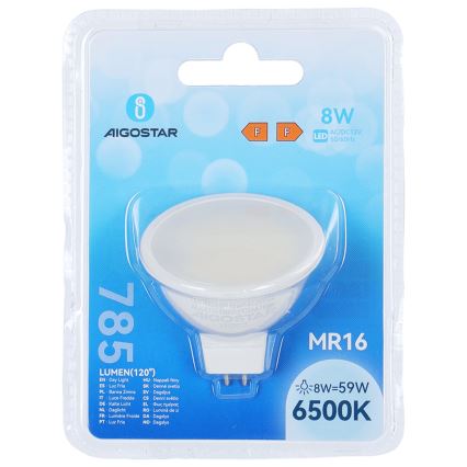 LED pirn MR16 GU5,3/8W/12V 6500K - Aigostar