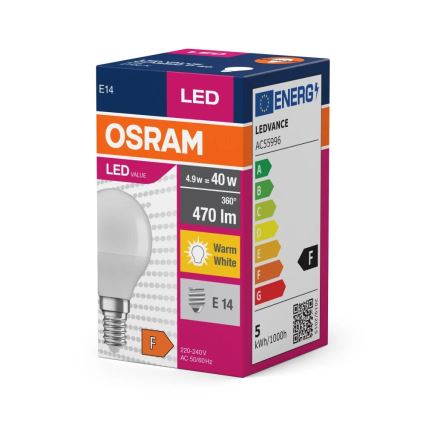 LED Pirn P40 E14/4,9W/230V 2700K - Osram