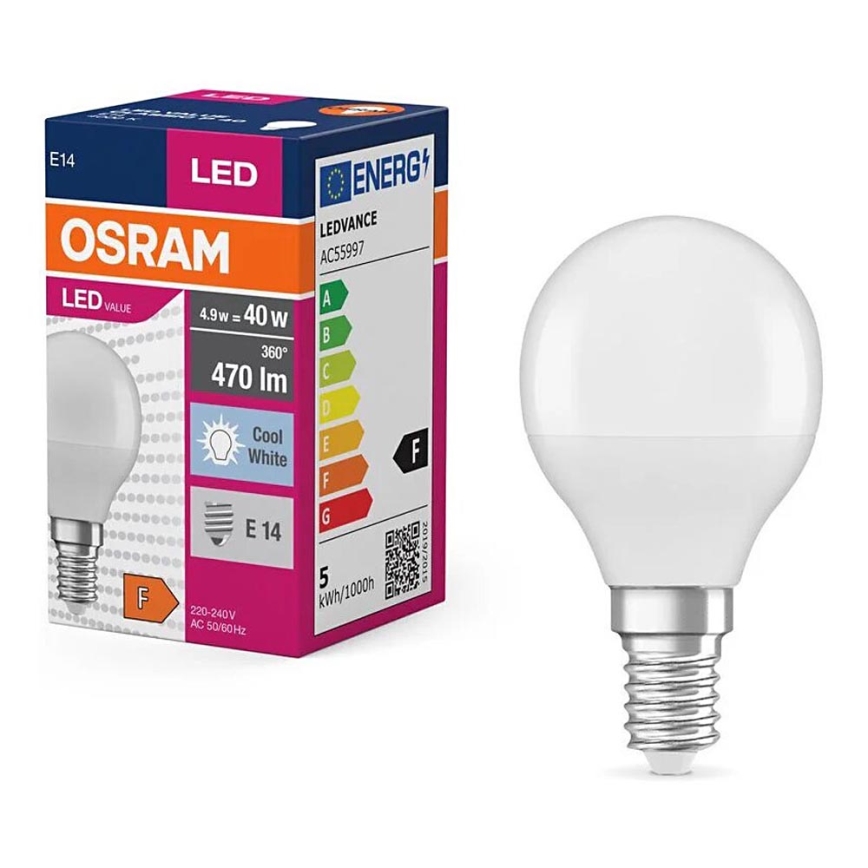 LED Pirn P40 E14/4,9W/230V 4000K - Osram