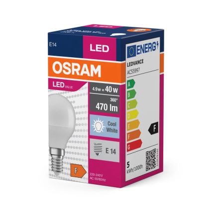 LED Pirn P40 E14/4,9W/230V 4000K - Osram