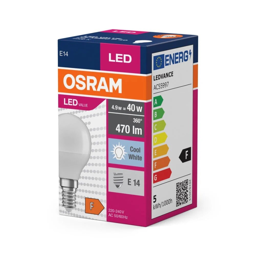 LED Pirn P40 E14/4,9W/230V 4000K - Osram