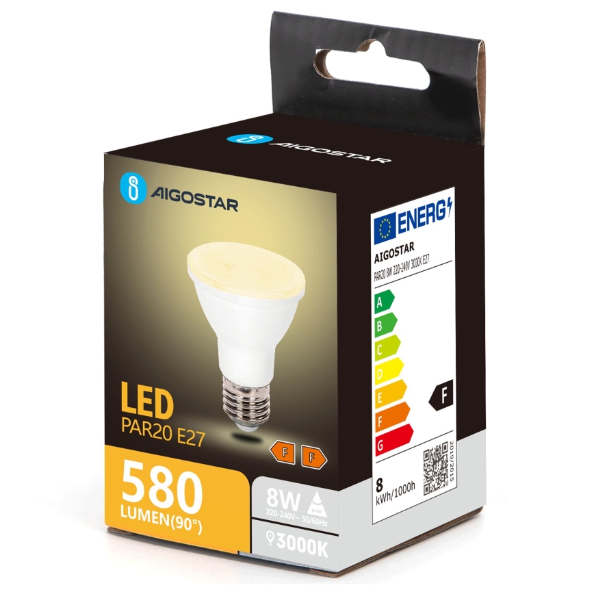 LED Pirn PAR20 E27/8W/230V 3000K - Aigostar