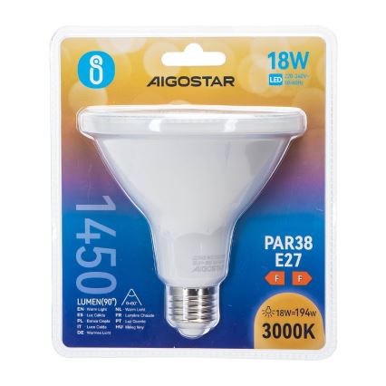 LED Pirn PAR38 E27/18W/230V 3000K - Aigostar