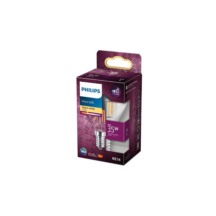 LED Pirn peegelsfäärilise korgiga DECO Philips P45 E14/4W/230V 2700K