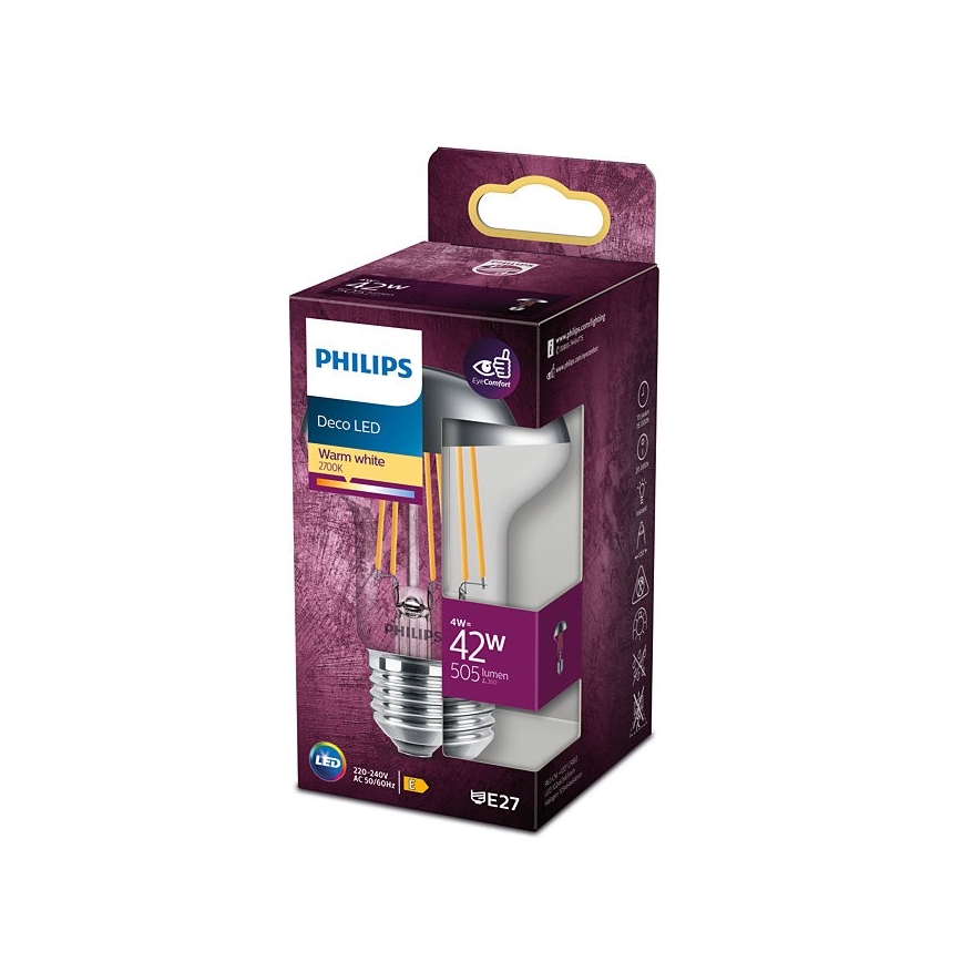 LED Pirn peegelsfäärilise korgiga Philips DECO E27/4W/230V 2700K