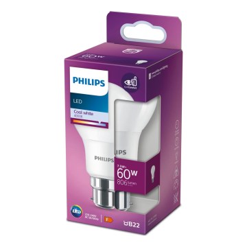 LED Pirn Philips A60 B22/7,5W/230V 4000K