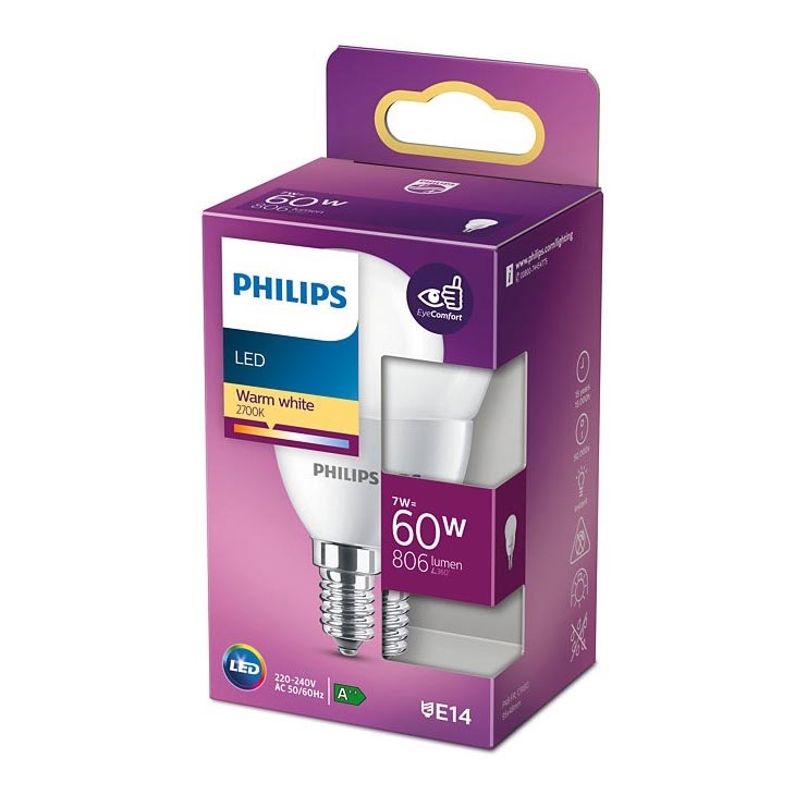 LED Pirn Philips P48 E14/7W/230V 2700K