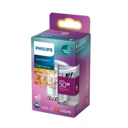 LED Pirn Philips SCENE SWITCH PAR16 GU10/4,8W/230V 2200/2500/2700K