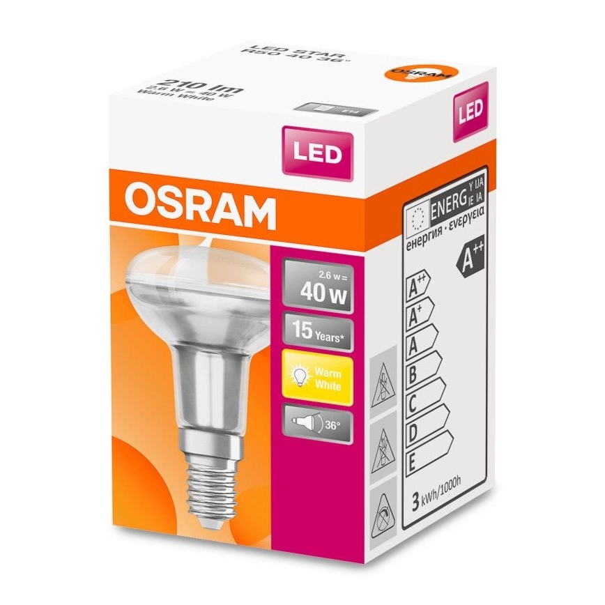 LED Pirn R50 E14/2,6W/230V 2700K - Osram