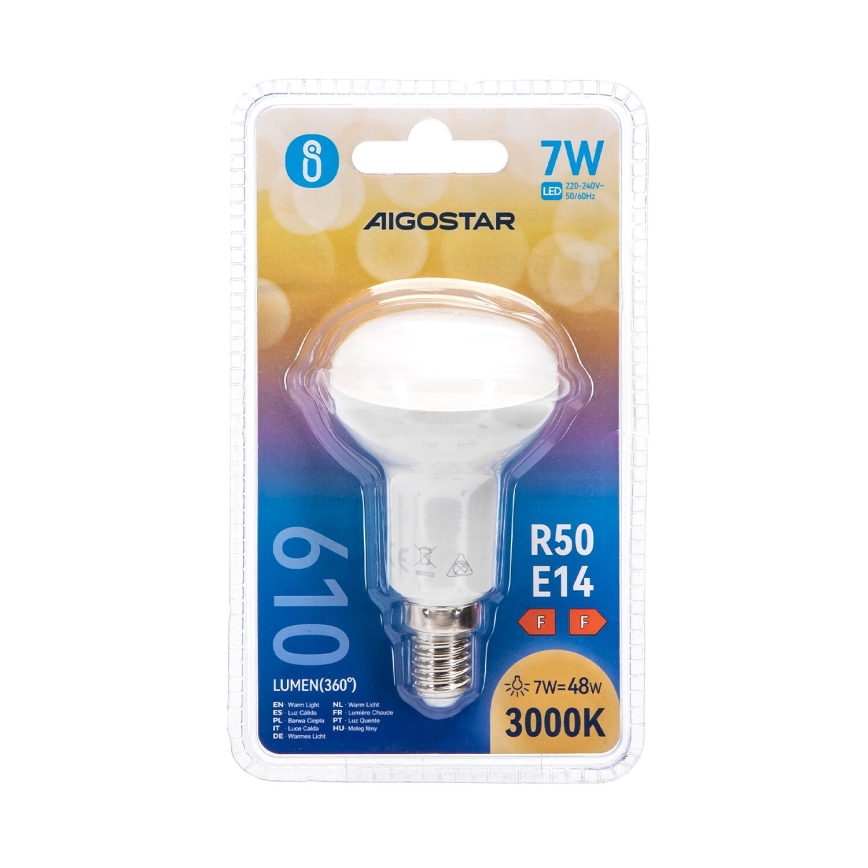 LED Pirn R50 E14/7W/230V 3000K - Aigostar