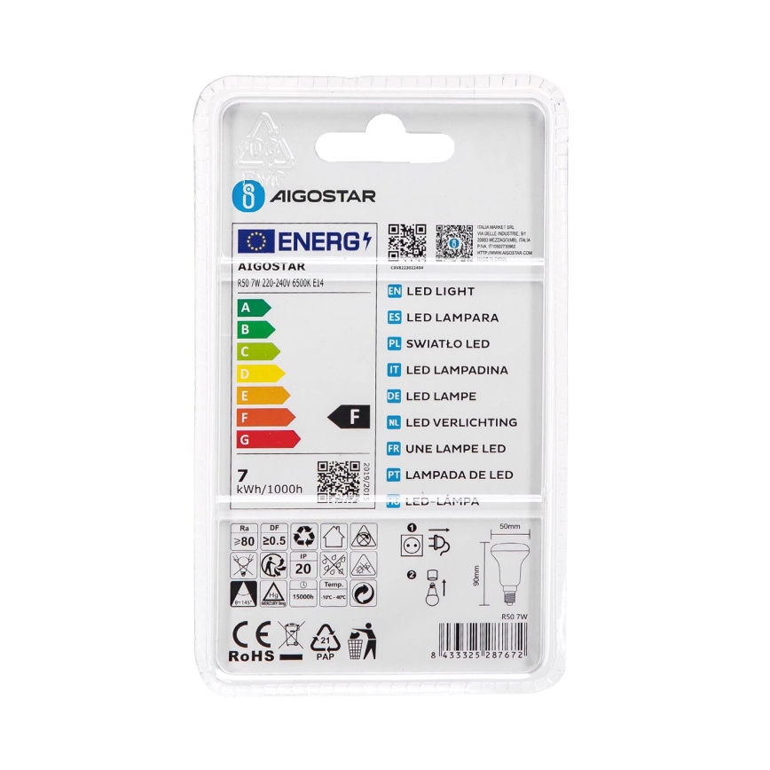 LED Pirn R50 E14/7W/230V 6500K - Aigostar