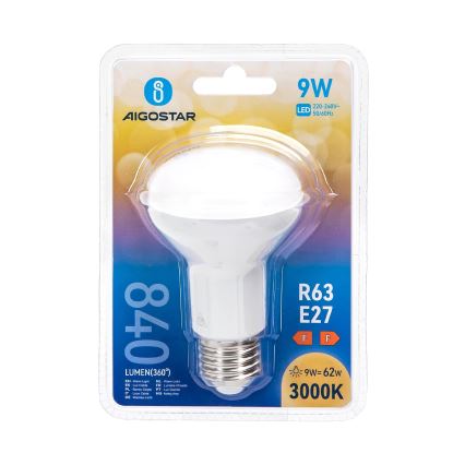 LED Pirn R63 E27/9W/230V 3000K - Aigostar