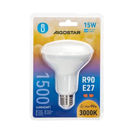 LED Pirn R90 E27/15W/230V 3000K - Aigostar