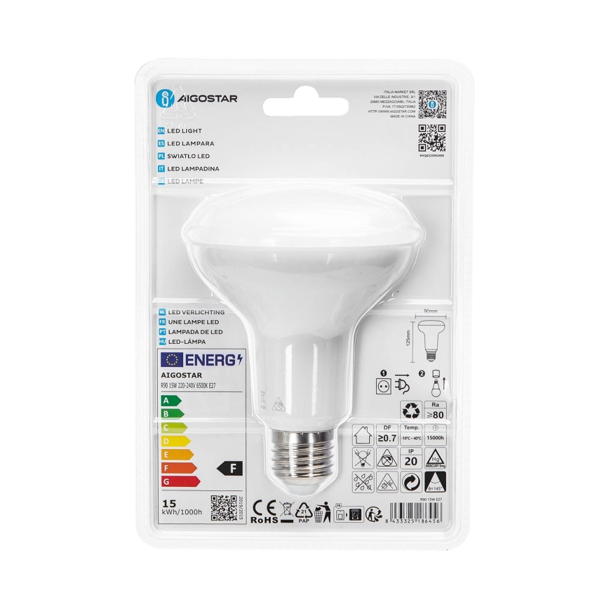 LED Pirn R90 E27/15W/230V 6500K - Aigostar