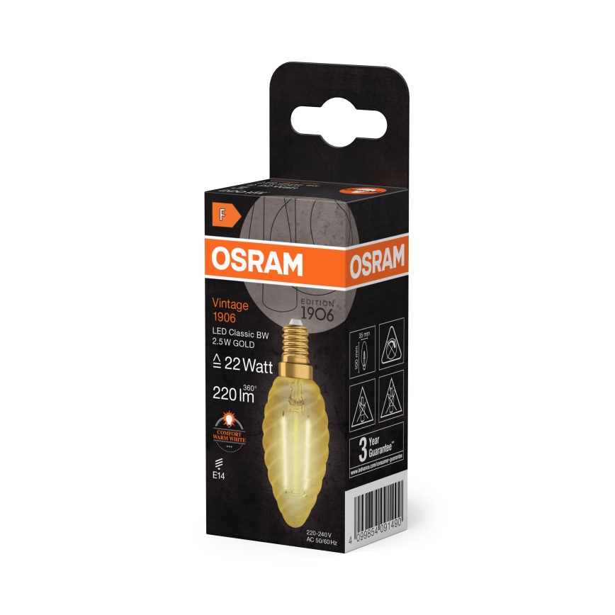LED-pirn Retro-filament E14/2,5W/230V 2400K - Osram