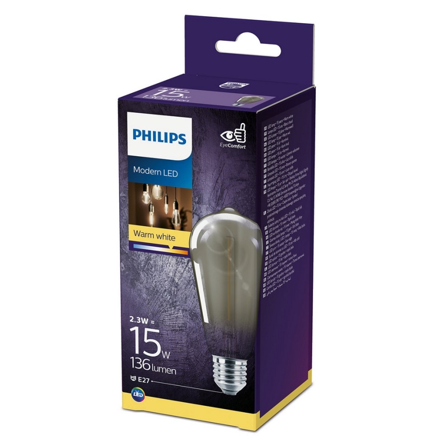 LED Pirn SMOKY VINTAGE Philips ST64 E27/2.3W/230V 2,700K