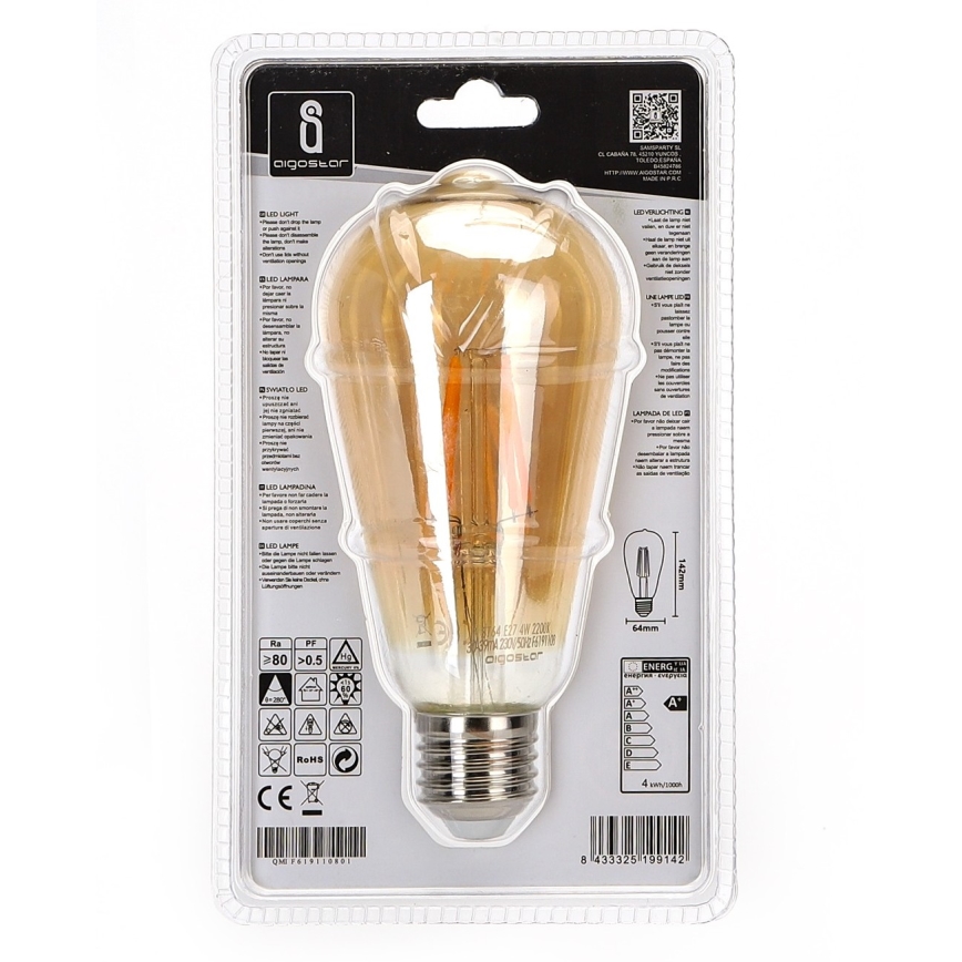 LED Pirn ST64 E27/4W/230V 2200K - Aigostar