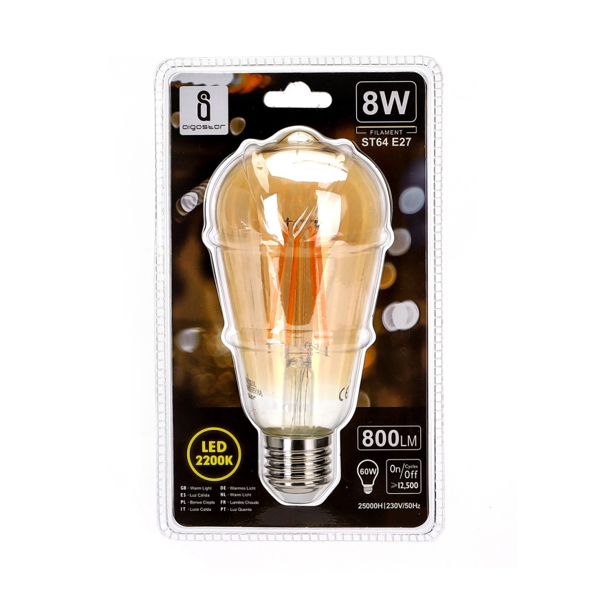 LED Pirn ST64 E27/8W/230V 2200K - Aigostar