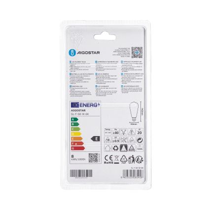 LED-pirn ST64 E27/8W/230V 6500K - Aigostar