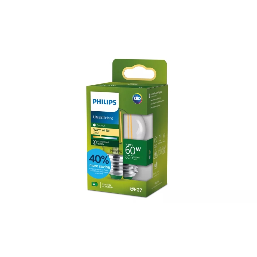 LED-pirn Ultraefektiivne Retro Philips P45 E27/3,8W/230V 2700K