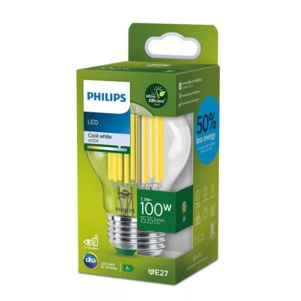 LED-pirn ULTRAEFFICIENT FILAMENT Philips A60 E27/7,3W/230V 4000K