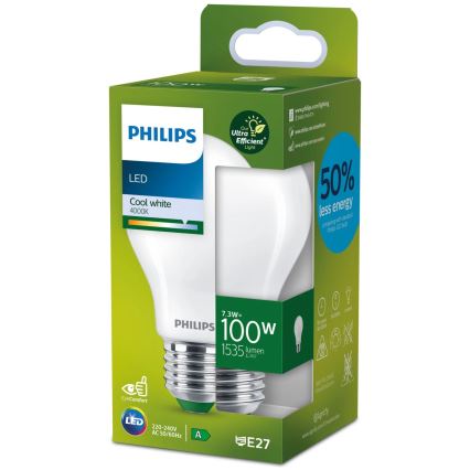 LED-pirn ULTRAEFFICIENT Philips A60 E27/7,3W/230V 4000K