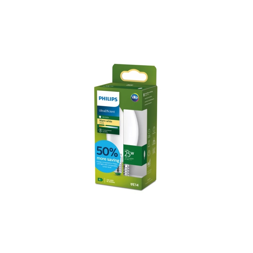 LED-pirn ULTRAEFFICIENT Philips B35 E14/1,2W/230V 2700K