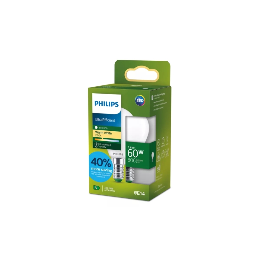 LED-pirn ULTRAEFFICIENT Philips P45 E14/3,8W/230V 2700K