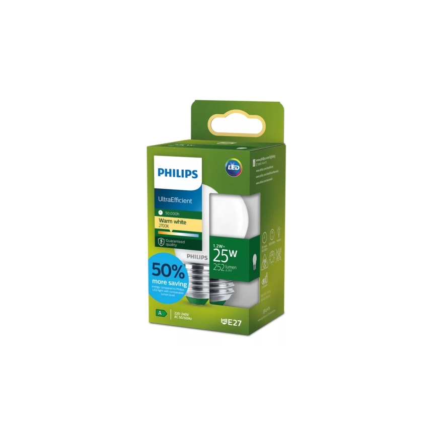 LED-pirn ULTRAEFFICIENT Philips P45 E27/1,2W/230V 2700K