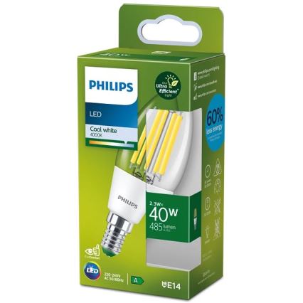 LED-pirn ULTRAEFFICIENT VINTAGE Philips B35 E14/2,3W/230V 4000K