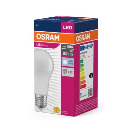 LED Pirn VALUE A100 E27/13W/230V 4000K - Osram