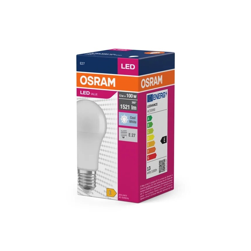 LED Pirn VALUE A100 E27/13W/230V 4000K - Osram
