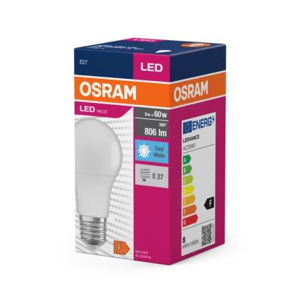 LED Pirn VALUE A60 E27/8W/230V 4000K - Osram