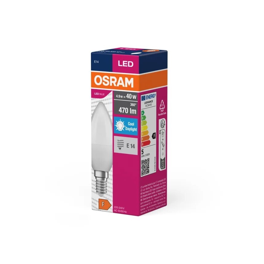 LED Pirn VALUE B40 E14/4,9W/230V 6500K - Osram