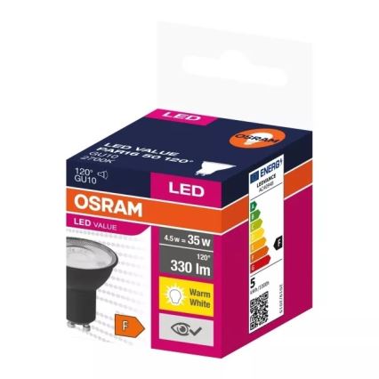 LED Pirn VALUE PAR16 GU10/4,5W/230V 2700K 120° must - Osram
