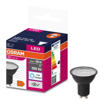 LED Pirn VALUE PAR16 GU10/4,5W/230V 4000K 36° must - Ledvance