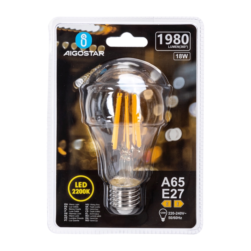LED-pirn VINTAGE A65 E27/18W/230V 2200K - Aigostar