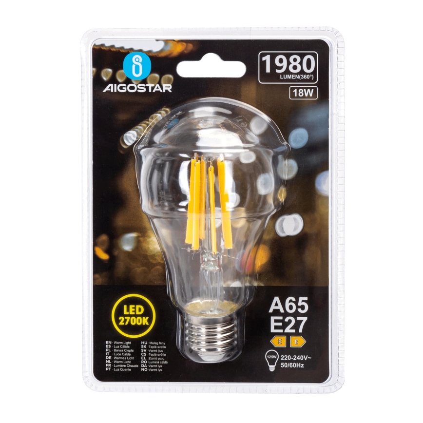 LED-pirn VINTAGE A65 E27/18W/230V 2700K - Aigostar