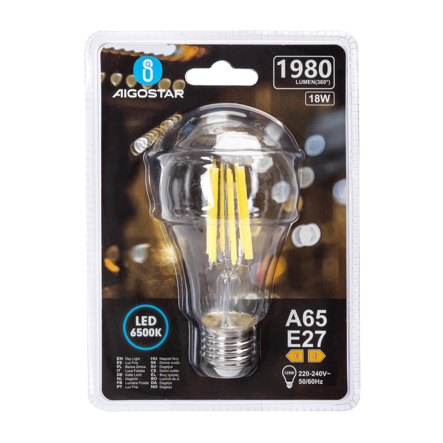 LED-pirn VINTAGE A65 E27/18W/230V 6500K - Aigostar