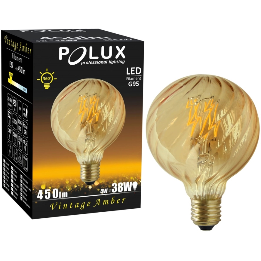 LED Pirn VINTAGE AMBER G95 E27/4W/230V 2700K