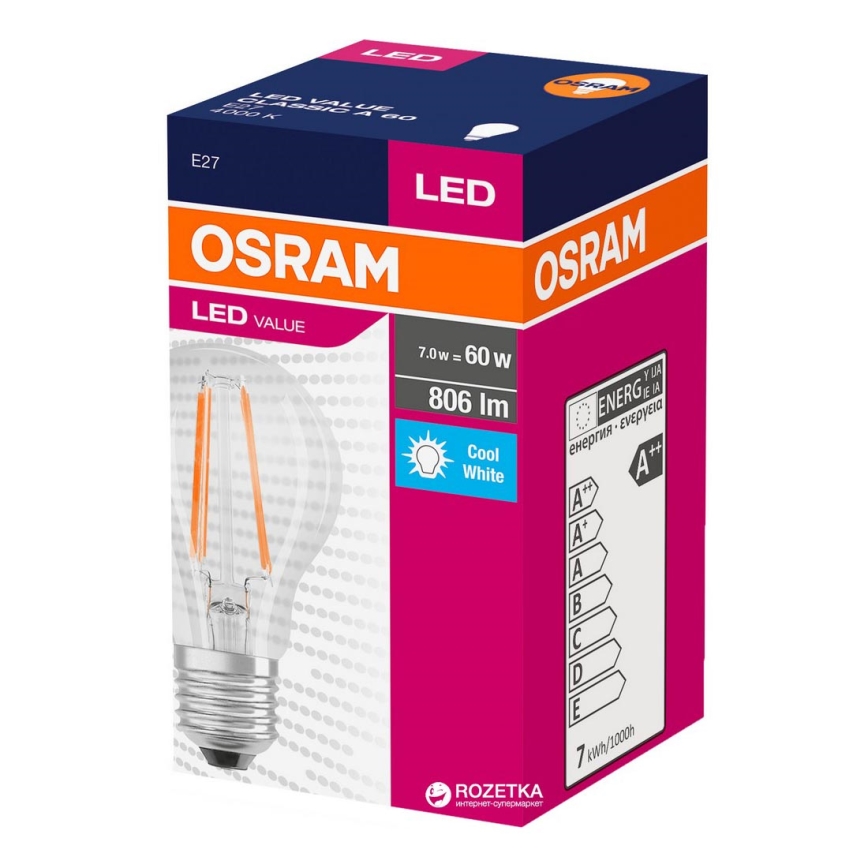 LED Pirn VINTAGE E27/7W/230V 4000K - Osram