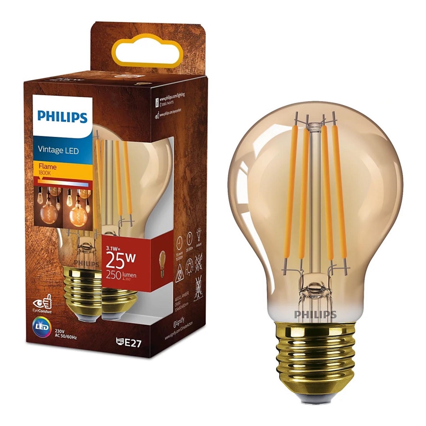 LED Pirn VINTAGE Philips A60 E27/3,1W/230V 1800K