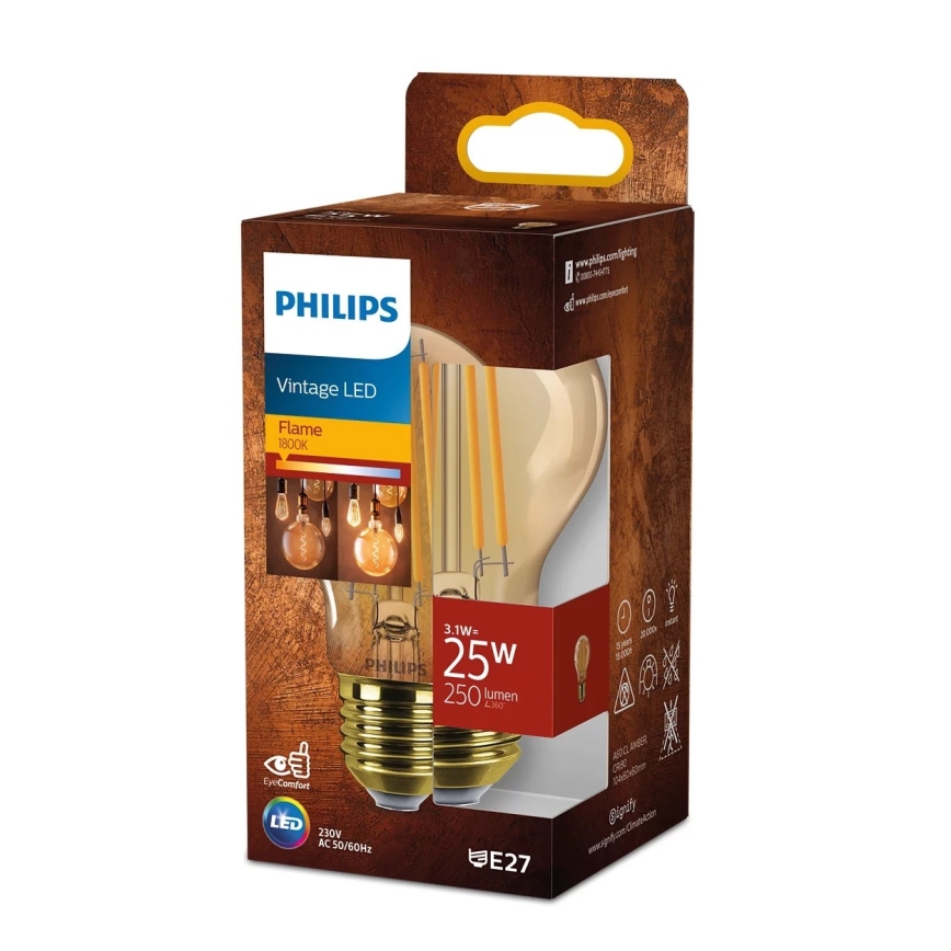 LED Pirn VINTAGE Philips A60 E27/3,1W/230V 1800K
